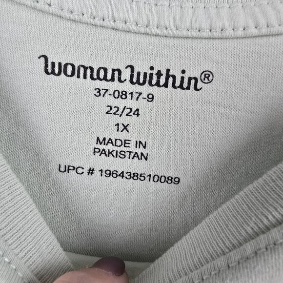 Woman Within 1X Short Sleeve Top Light Green 100% Cotton - Picture 3 of 7